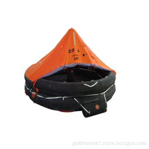 Davit launched inflatable life raft